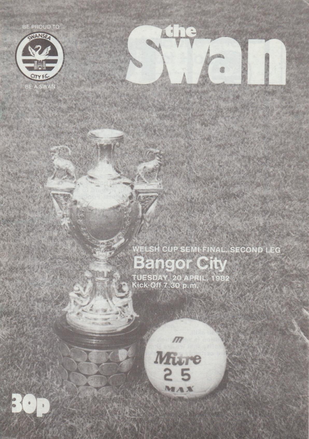 1982 WELSH CUP SEMI-FINAL - SWANSEA CITY v BANGOR CITY